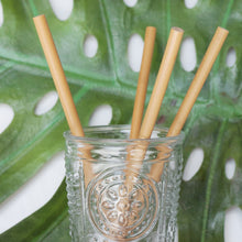 Load image into Gallery viewer, Reusable Bamboo Drinking Straws with Pouch and Tiny Brush