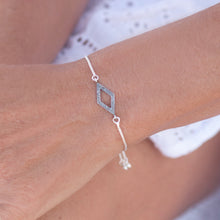 Load image into Gallery viewer, Bracelet with Diamond in Skewed Square Pave Setting in Silver Silver