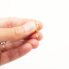 Load image into Gallery viewer, Earring Hoop Gold Vermeil with Triangle Cubic Zirconia dangling