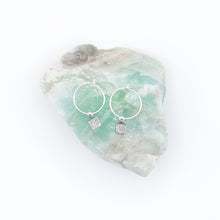 Load image into Gallery viewer, Earring Hoop with Diamond Square Sterling Silver in Pave Setting