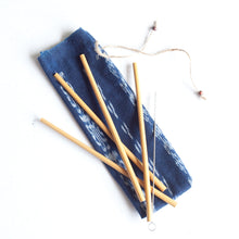Load image into Gallery viewer, Reusable Bamboo Drinking Straws with Pouch and Tiny Brush