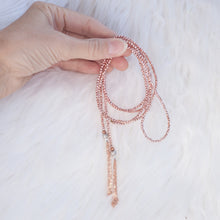 Load image into Gallery viewer, Necklace Wrap Around Hematite Stone and Rose Goldfilled Tassels