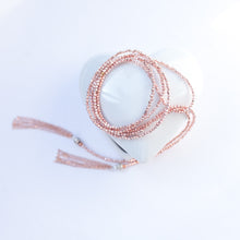 Load image into Gallery viewer, Necklace Wrap Around Hematite Stone and Rose Goldfilled Tassels