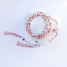 Load image into Gallery viewer, Necklace Wrap Around Hematite Stone and Rose Goldfilled Tassels