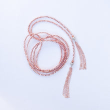 Load image into Gallery viewer, Necklace Wrap Around Hematite Stone and Rose Goldfilled Tassels