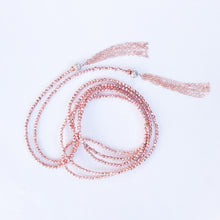 Load image into Gallery viewer, Necklace Wrap Around Hematite Stone and Rose Goldfilled Tassels