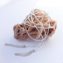 Load image into Gallery viewer, Necklace Wrap Around Hematite Stone and Sterling Silver Tassels