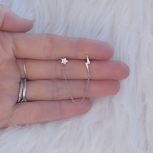 Load image into Gallery viewer, Earring Post Lighting Bolt and Star Cubic Zirconia in Sterling Silver