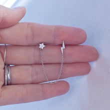 Load image into Gallery viewer, Earring Post Lighting Bolt and Star Cubic Zirconia in Sterling Silver