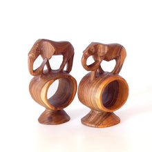 Load image into Gallery viewer, Napkin Rings (2x), Wood Elephants, Handmade in Kenya