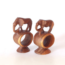 Load image into Gallery viewer, Napkin Rings (2x), Wood Elephants, Handmade in Kenya
