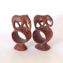 Load image into Gallery viewer, Napkin Rings (2x), Wood Elephants, Handmade in Kenya