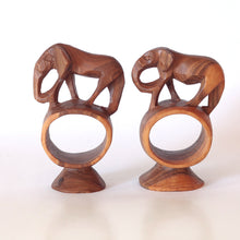 Load image into Gallery viewer, Napkin Rings (2x), Wood Elephants, Handmade in Kenya