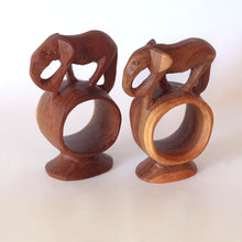 Load image into Gallery viewer, Napkin Rings (2x), Wood Elephants, Handmade in Kenya