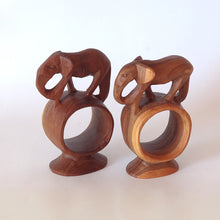 Load image into Gallery viewer, Napkin Rings (2x), Wood Elephants, Handmade in Kenya