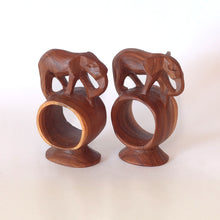 Load image into Gallery viewer, Napkin Rings (2x), Wood Elephants, Handmade in Kenya