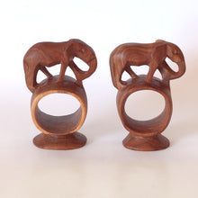 Load image into Gallery viewer, Napkin Rings (2x), Wood Elephants, Handmade in Kenya