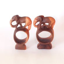 Load image into Gallery viewer, Napkin Rings (2x), Wood Elephants, Handmade in Kenya