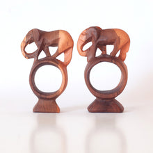 Load image into Gallery viewer, Napkin Rings (2x), Wood Elephants, Handmade in Kenya