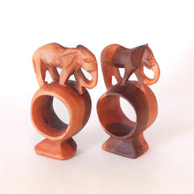 Load image into Gallery viewer, Napkin Rings (2x), Wood Elephants, Handmade in Kenya