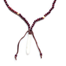 Load image into Gallery viewer, Necklace Male Auburn Wooden Beads with Tusk Pendant
