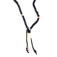 Load image into Gallery viewer, Necklace Male Black Wooden Beads with Tusk Pendant
