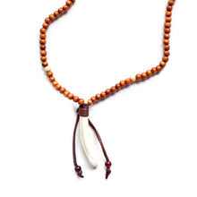 Load image into Gallery viewer, Necklace Male Brown Wooden Beads with Tusk Pendant
