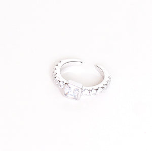 Ear Cuff with Square Cubic Zirconia in Sterling Silver (no piercing needed)