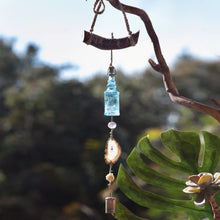Load image into Gallery viewer, Wind Chime with Turquoise Vintage Glass, Amethyst, Citrine, Agate and Vintage Bell
