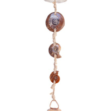 Load image into Gallery viewer, Wind Chime with Vintage Glass, Ammonite and Vintage Bell
