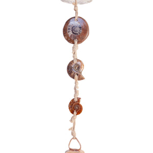 Wind Chime with Vintage Glass, Ammonite and Vintage Bell