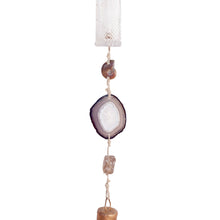 Load image into Gallery viewer, Wind Chime with Ammonite, Agate, Smoky Quartz, Vintage Bottle and Bell
