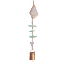 Load image into Gallery viewer, Wind Chime with Recycled Sea Glass, Tile, Amethyst and Driftwood on the top part
