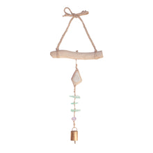 Load image into Gallery viewer, Wind Chime with Recycled Sea Glass, Tile, Amethyst and Driftwood on the top part
