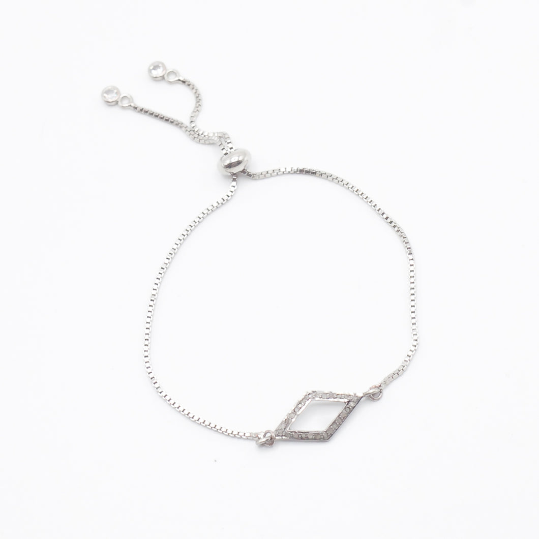 Bracelet with Diamond in Skewed Square Pave Setting in Silver Silver