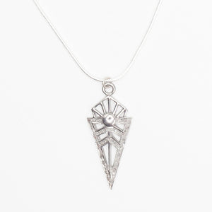Necklace Diamond Arrow Head with Sterling Silver in Pave Setting