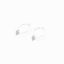 Load image into Gallery viewer, Earring Hoop with Cubic Zirconia Triangle in Sterling Silver
