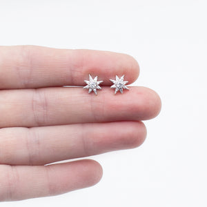 Earring / Body Jewelry Sunburst with Cubic Zirconia Inlay