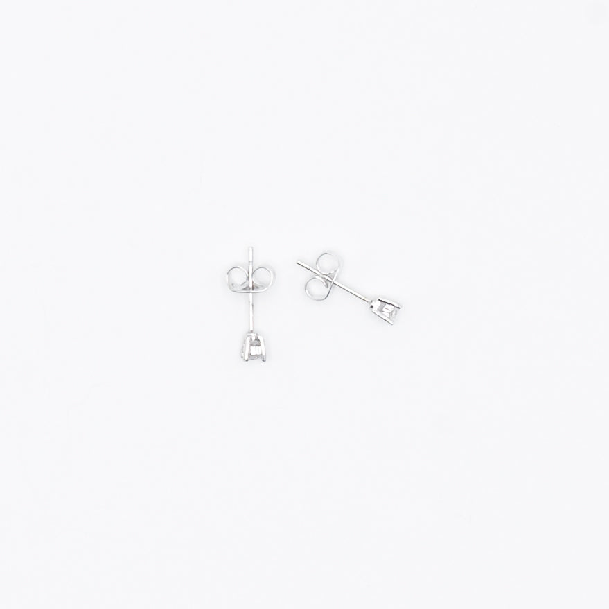 Earring Post with Cubic Zirconia in Sterling Silver