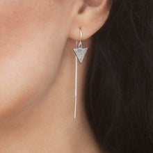Load image into Gallery viewer, Earring Threader with Diamond Triangle in Sterling Silver Pave Setting
