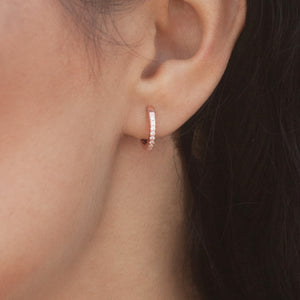 Earring Hoop Rose Gold Vermeil with Cubic Zirconia Inlay Large, Single or a Pair