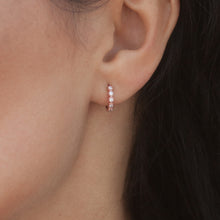 Load image into Gallery viewer, Earring Hoop Rose Gold Vermeil with Cubic Zirconia Inlay Small, Single or a Pair
