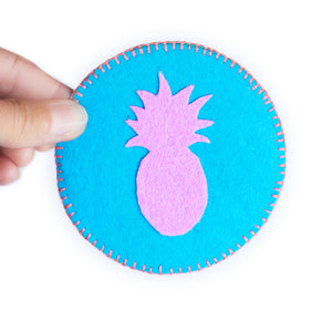 Pouch with Pineapple in Green, Blue and Purple