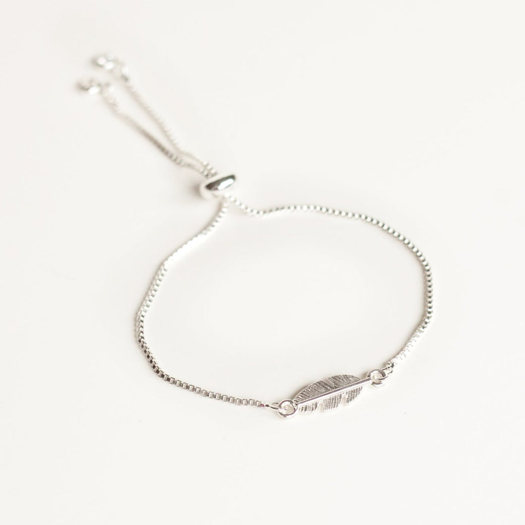 Bracelet Silver Plated with Feather