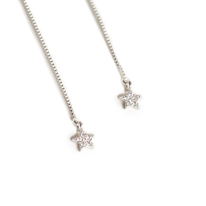 Earring Threader with Cubic Zirconia Star in Sterling Silver