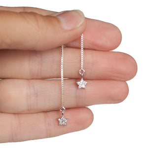 Earring Threader with Cubic Zirconia Star in Sterling Silver