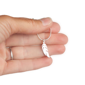 Necklace with Feather on Sterling Silver Chain