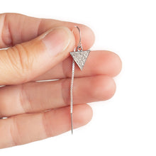 Load image into Gallery viewer, Earring Threader with Diamond Triangle in Sterling Silver Pave Setting
