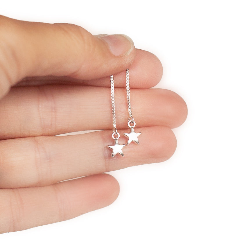 Earring Threader with Star in Sterling Silver