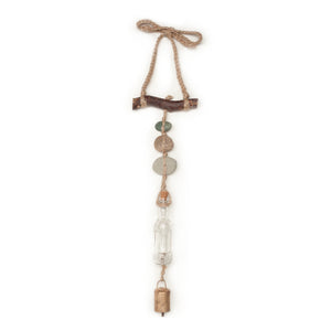 Wind Chime with Jade, Vintage Glass and Bell